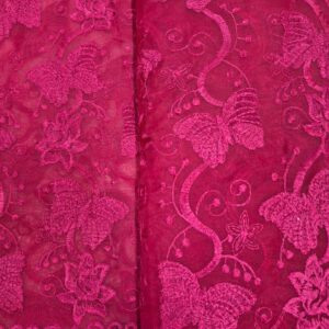 Organza Bordada/ Fucia